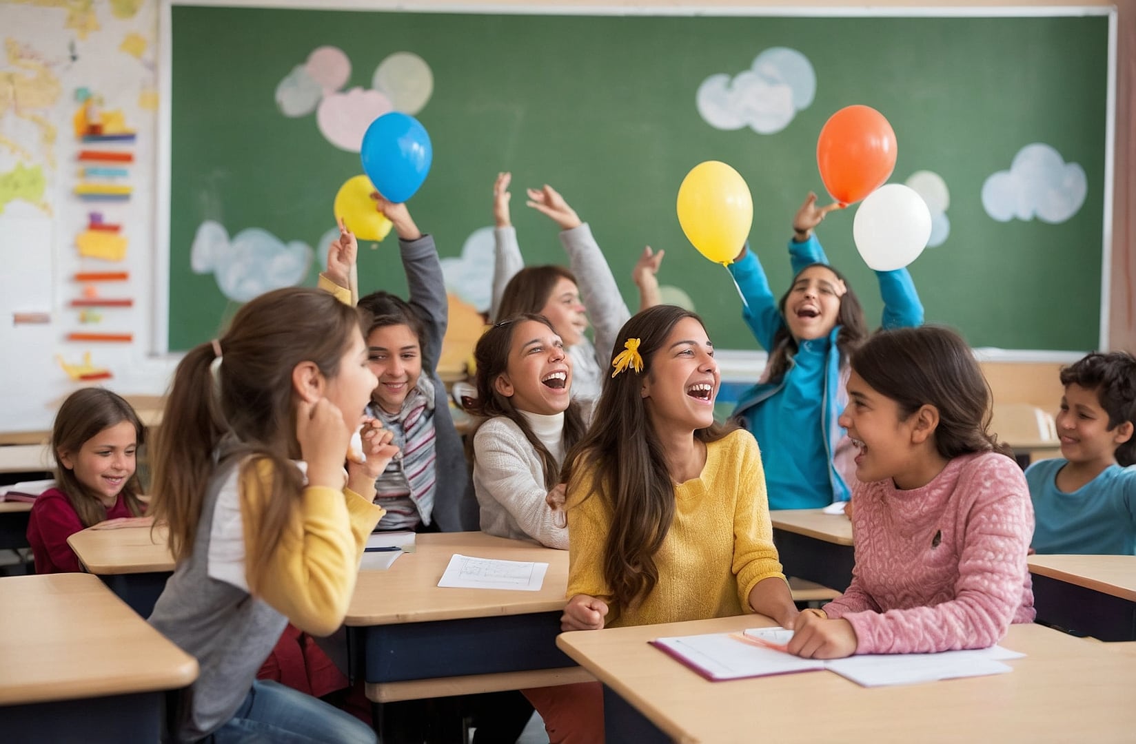 Grupo de amigos aprendiendo español